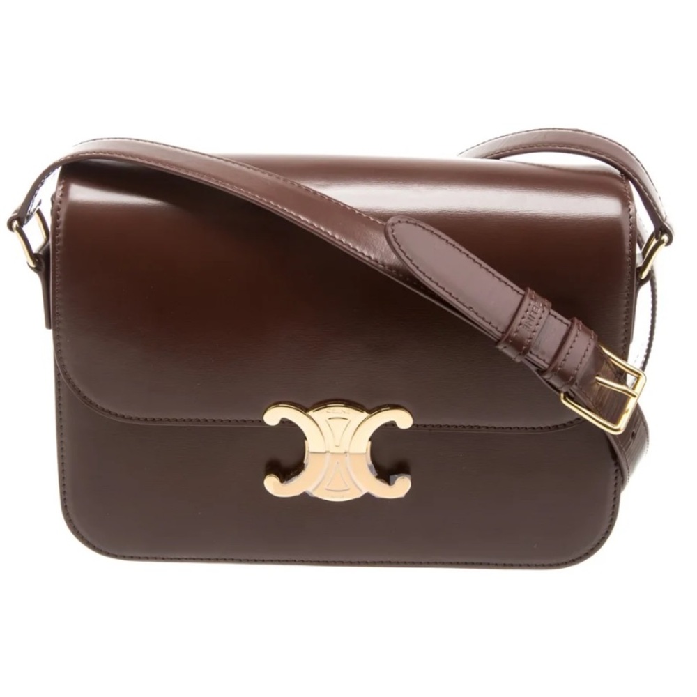 Celine Leather Triomphe Medium Brown Bag - Like New